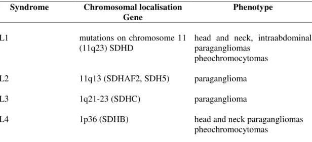Table 2. Familial paraganglioma syndrome genotype-phenotype association. 
