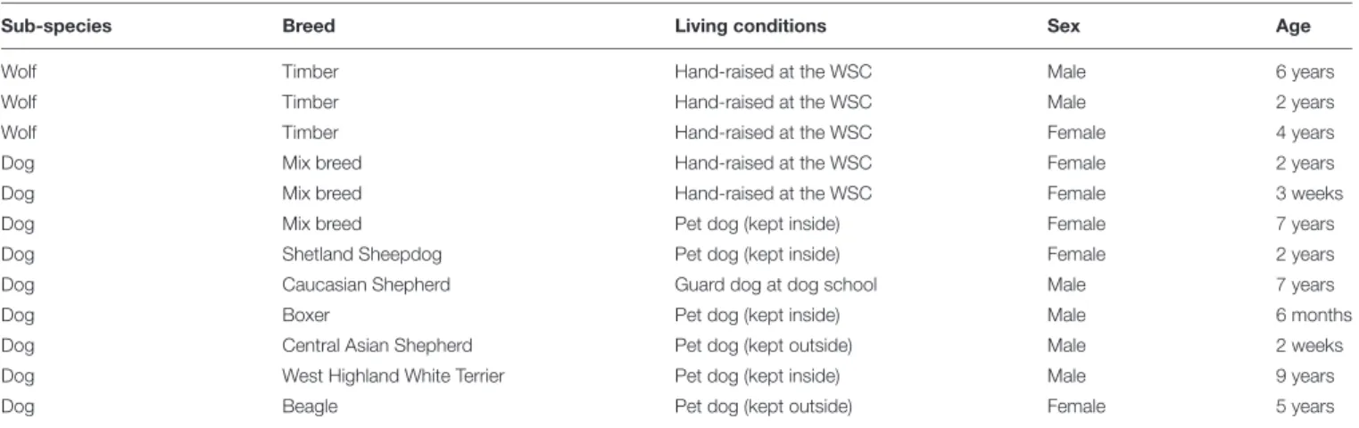 TABLE 2 | Animals involved in the identification of the differentially methylated CpG sites (Study 1).