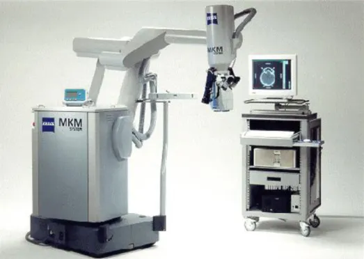 8. Ábra. A kép a Zeiss MKM sztereotaxiás robotmikroszkópot mutatja, melyet elsődlegesen  funkcionális  idegsebészeti  beavatkozások  céljára  fejlesztettek  ki