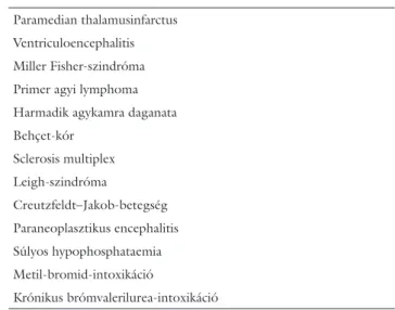 2. táblázat A Wernicke-encephalopathia differenciáldiagnózisa Paramedian thalamusinfarctus