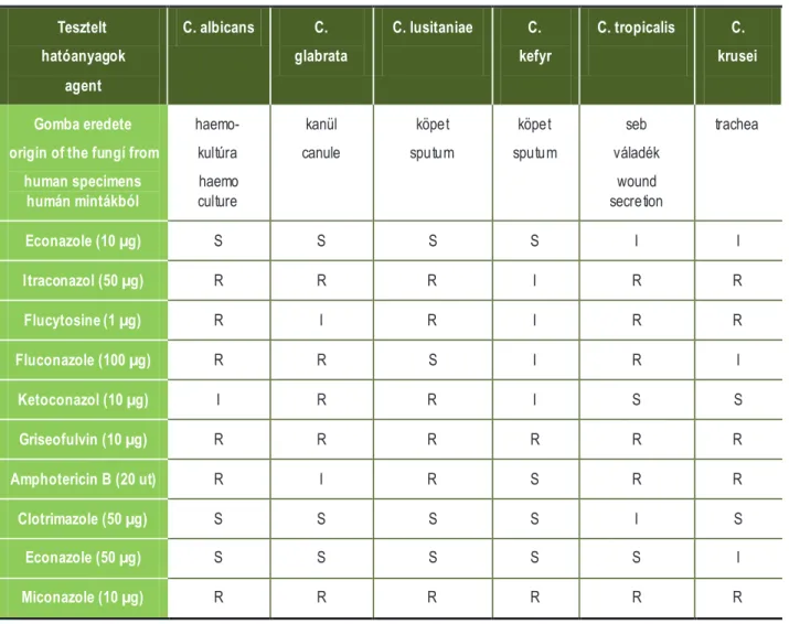 TABLE I: Candida species antifugal drogs sensitiv ity  results by   filter paper technique 