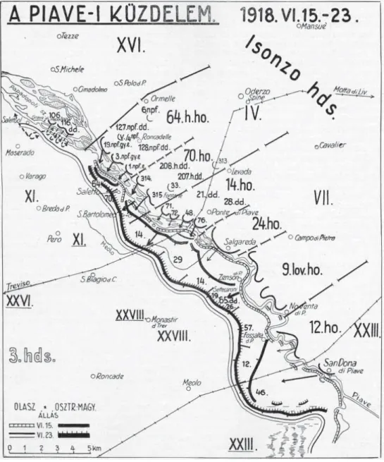 2. térkép Piavei küzdelem 