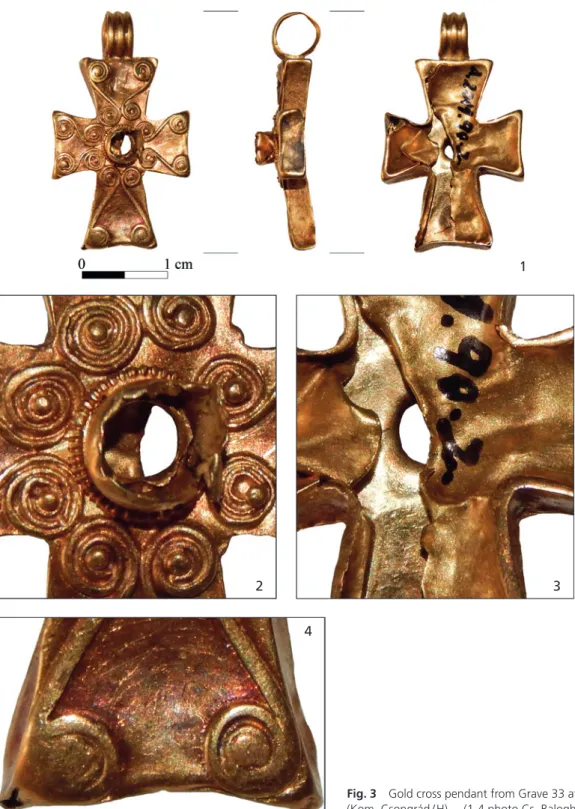 Fig. 3  Gold cross pendant from Grave 33 at Makó, Mikócsa-halom  (Kom. Csongrád / H). – (1-4 photo Cs