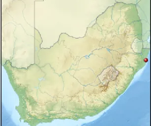 1. ábra Az   iSimangaliso Wetland park elhelyezkedése Dél-Afrikában (http4)  Figure 1