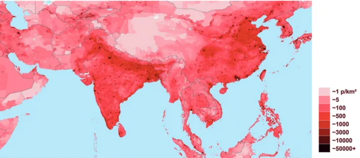 2. ábra: Kína népsűrűség térkép Figure 2: Population density map of China