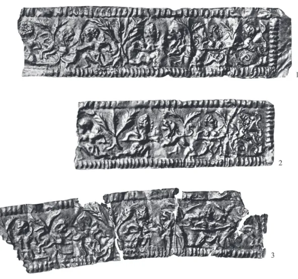 Fig. 6  Fragments 6-8, Kunágota (Kom. Békés / H), archive photos: 1 fragment 6. – 2 fragment 7