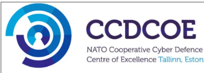 9. ábra. A CCDCOE logója: a szervezetet ma már több mint  egy tucat ország alkotja (túlnyomórészt Európai Uniós  tagországok, valamint az Amerikai Egyesült Államok és  Törökország), ennek ellenére a CCDCOE jelképében máig  szerepel Tallinn