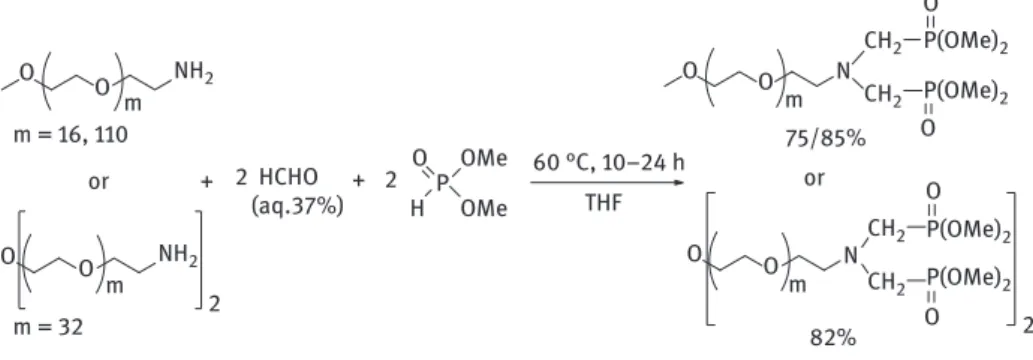 Figure 6.34: Preparation of bis(aminophosphonates) incorporating polyethylene glycol moiety.