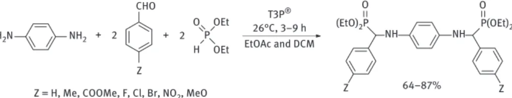 Figure 6.38: Synthesis of α-diaminophosphonates in the presence of CeCl 3 ⋅ 7H 2 O-SiO 2 .