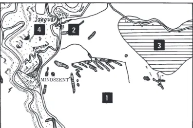 3. ábra Mindszent környéki felszíni képződmények S ÜMEGHY  1944 földtani térképe alapján  (1