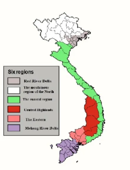 Figure 8. The structure of territory in Vietnam by region since 1986. 