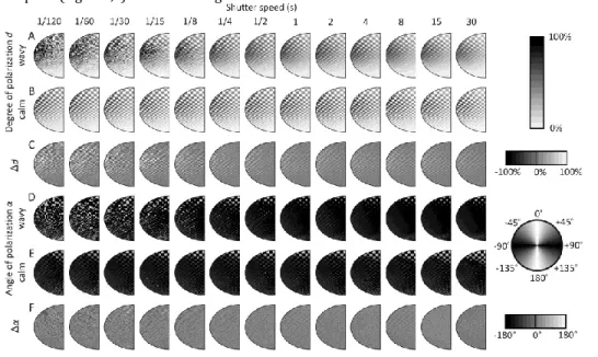 Figure  2  demonstrates  the  results  of  our  imaging  polarimetric  measurements in the case of moderately checkered background B3 for  the 13 different shutter speeds studied