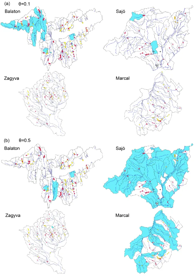 Fig.  5.  Maps  showing  selected  subcatchments  for  RPA  networks  of  size  