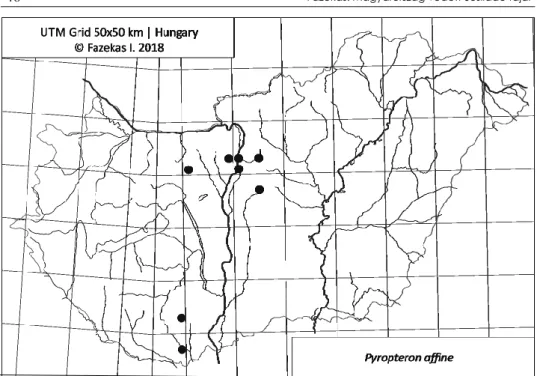 8. ábra. A Pyropteron affine lelőhelyek Magyarországon  Figure 8. Localities of  Pyropteron affine in Hungary 