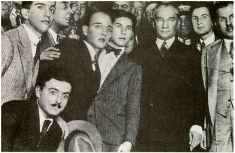 8. ábra Atatürk látogatása az isztambuli egyetemen 1933 