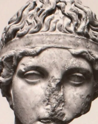 Fig. 8. Detail of the head from the Forum of Traian. Image of Victoria, or personification   of a provincia or nation, second quarter of the 2nd century AD  