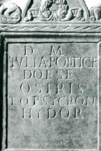 Fig. 7. Iulia Politike’s epitaph RICIS 501/0198 (after L UNI , M. – G ORI , G.: 1756–1986