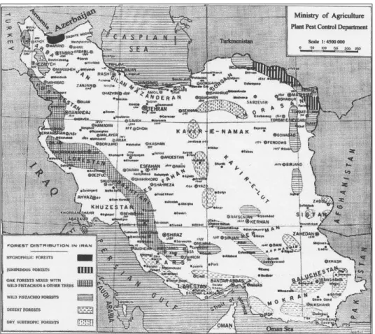 Fig. 1: Map of Iran with localities and geographical regions