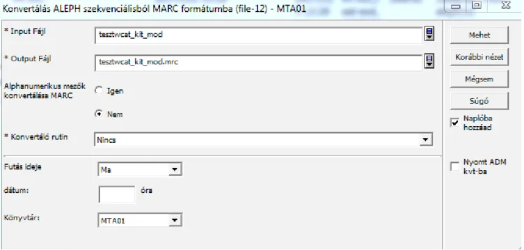 3. ábra Szekvenciálisból MARC formátumba konvertálás a file-12 szervizzel