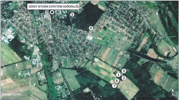 1. ábra: A kutatási területek elhelyezkedése – mintavételi helyek
