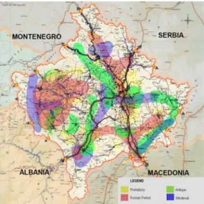 Fig. 3. Cultural landscapes of Kosovo. Extrapolation of cultural layers by historic periods,  (Source: Authors plot, D