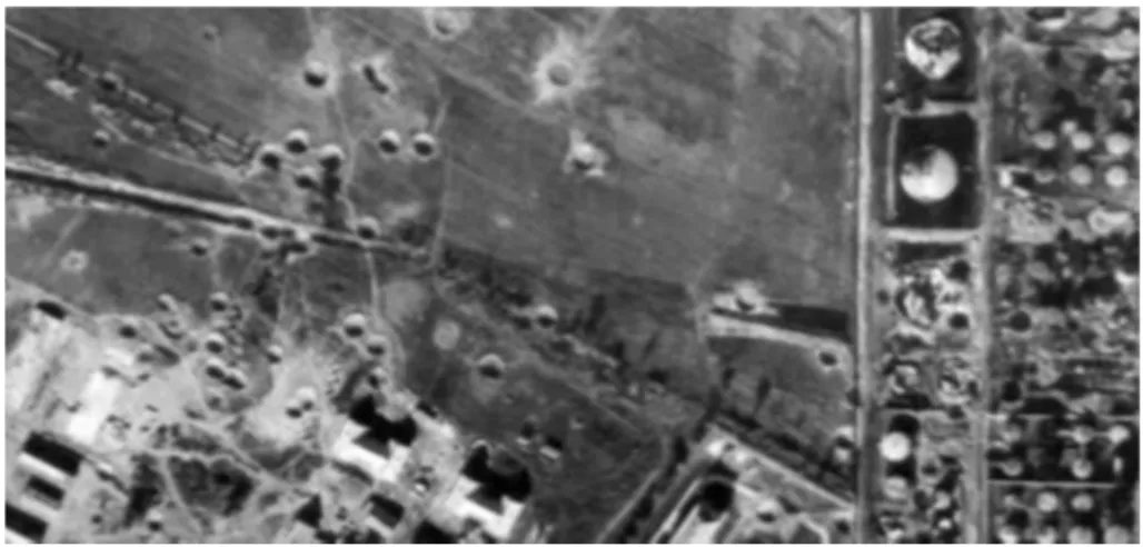 Fig. 1. Bombed area on archive aerial photograph [4] 