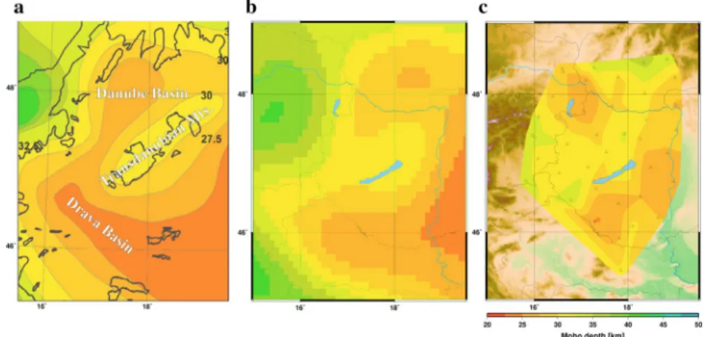 Figure 11 show three Moho maps. The leftmost is the latest published Moho map of the  West Pannonian Basin (Horváth et al
