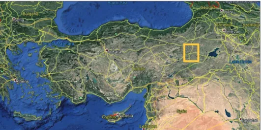 Fig. 1: Position of the investigated area in Turkey