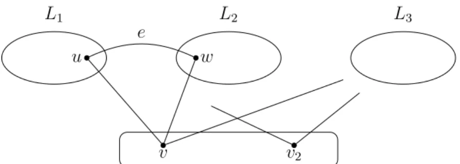 Figure 6: The tough set { v, v 2 } and the sets L 1 , L 2 , L 3 .