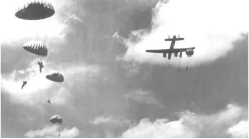 8. ábra. A Colossus műveletnél alkalmazott Armstrong Whitworth  Whitley bombázó repülőgépek ejtőernyősöket dobnak le 