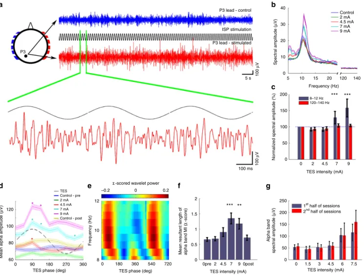 Fig. 7 High intensity ISP stimulation of the scalp phasically modulates ongoing alpha waves in human subjects