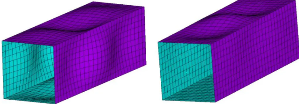 Figure 2: Scaled local imperfection shape for compression (left) and bending (right). 