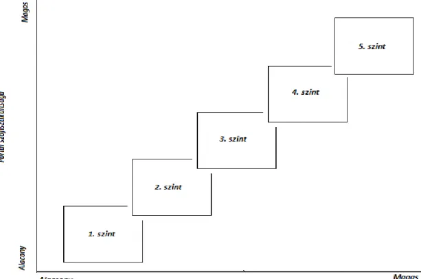 9. ábra: Az e-kohézió érettségi modell sematikus vázlata  Forrás: Laposa 