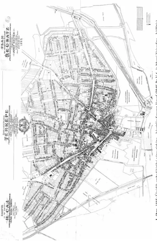 1. ábra. 1885: Újvidék szabad királyi város térképe – készítője Szaurer József (BMS Pg V 6