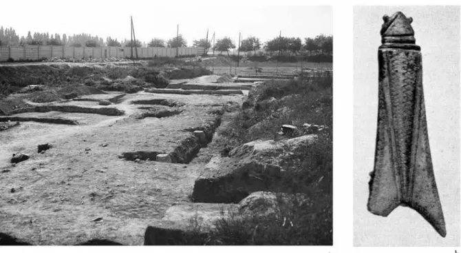 Fig. 5. Excavation area north of the Symphorus Mithraeum in 1941 and the cicada brooch found here  (after N Agy  1943, 383, fig