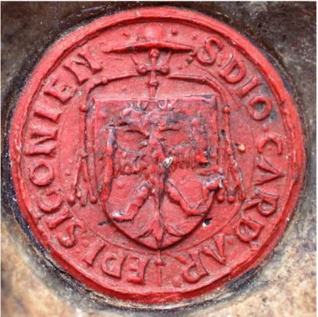 Figure 2. The seal of Cardinal Denis Szécsi, Archbishop of Esztergom, 1447. Haus-, Hof- und  Staatsarchiv, Wien, Allgemeine Urkundenreihe 1447