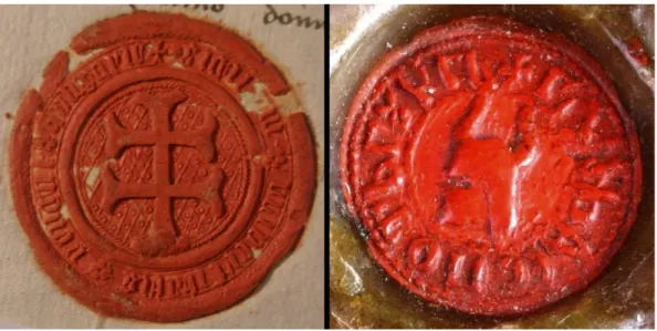 Figure 4. The seal of the national council from 1446 (left side). Archiv mesta Košice, Archivum  Secretum ”B” Privilegium, Nr