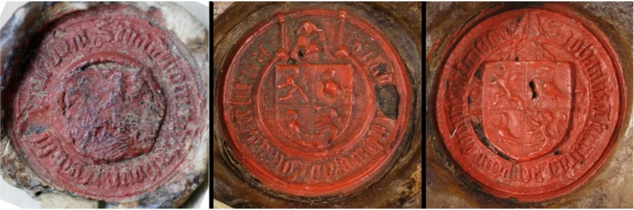 Figure 6. The seal of Matkó/Matthias Tallóci/Talovac, count of Cetina from 1442 (left side)