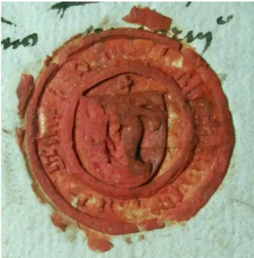 Figure 7. The seal of Queen Mother Elizabeth Szilágyi, from 1462. Archiv mesta Košice, Archivum  Secretum, “F” Tellonium Nr