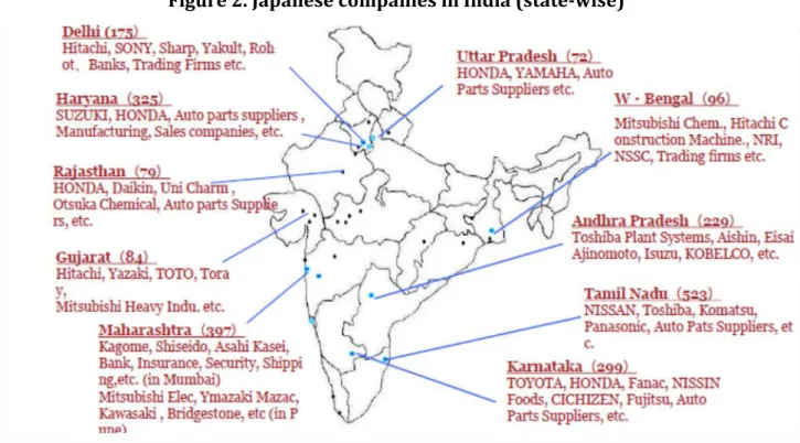 Figure 2. Japanese companies in India (state-wise) 