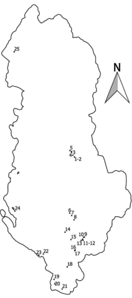 Fig. 1. Location of collecting sites