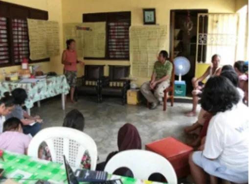 Fig. 2. Arlene Balansag, President of homeowners, presenting their community profile 