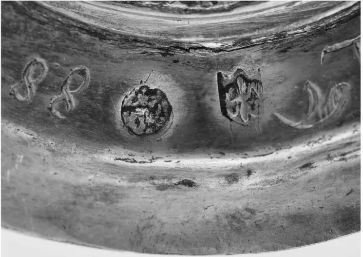 Fig. 17. Maker’s marks on the chalice of Egyházashetye (photo: József Rosta)