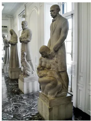 1. ábra Előtérben Semmelweis szobra a chicagói sebészeti tudományok  múzeumában (International Museum of Surgical Science), a  Halhatatlanok termében 