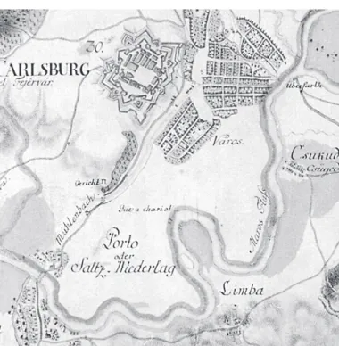 Figure 8. “Limba” and Ciugud in the year 1741. Military map of  Alba Iulia, 1741. 