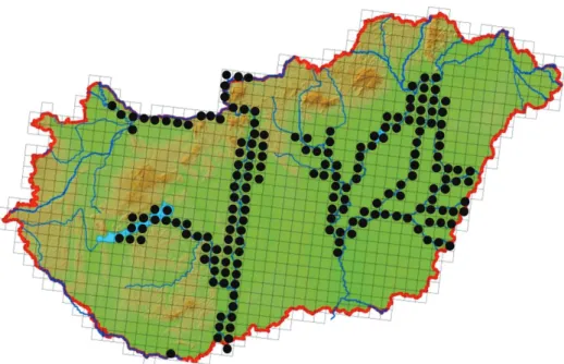 figure 2: the present distribution of the spiny cheek crayfish (Faxonius limosus) in hungary