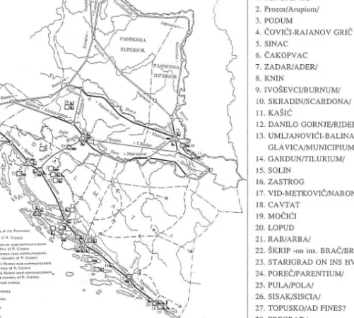 Fig. 4. Mithraic Centers on the Road Communications in Dalmatia   (Lipovac Vrkljan: Posebnosti [n