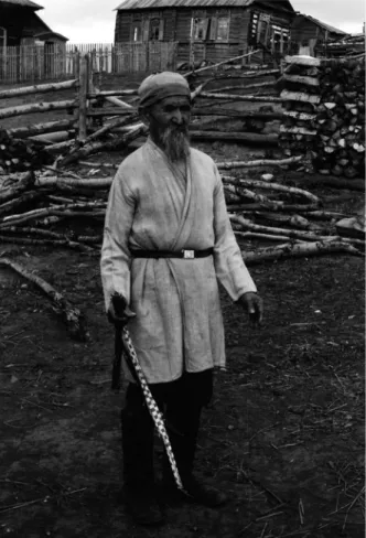 Fig. 1. Anton (Sanpar P.) Lemzhin, a Kumandy shaman from the village of Peshper  (Krasnogorskoe rayon, Altaĭskiĭ kraĭ)