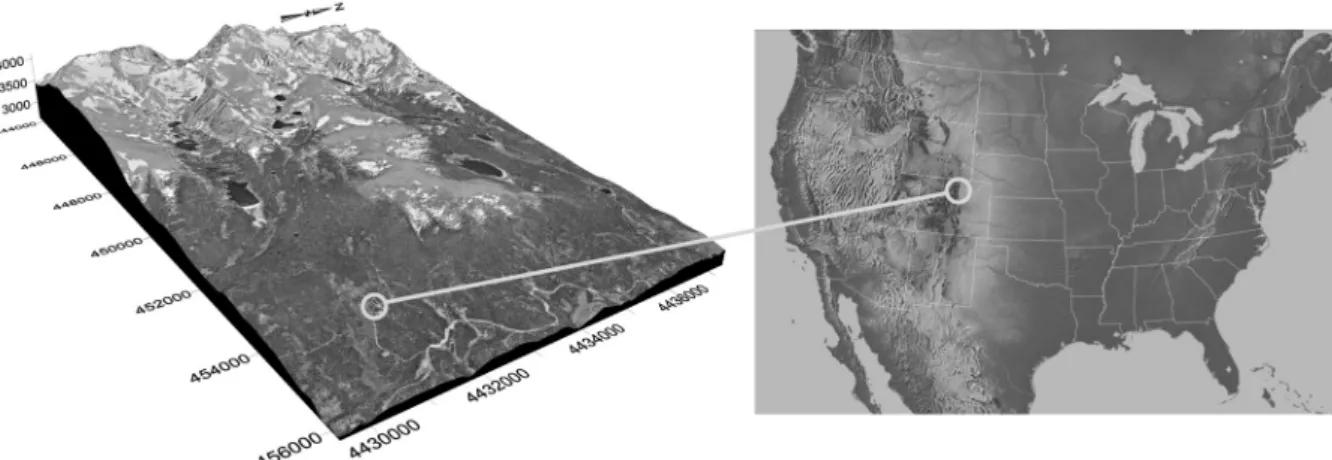 Fig. 1. Relief and location of the Niwot Ridge Ameriflux site. 