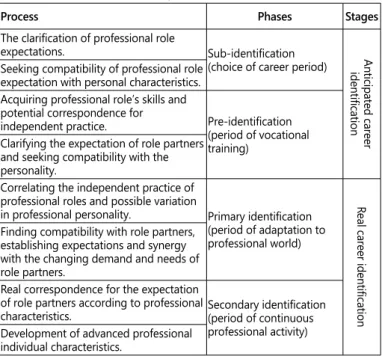 Table 3. Process of role acquirement and career identification.